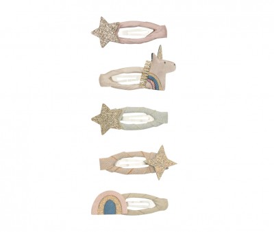 5 Mini Clips Clic Clasc Celeste Unicorn