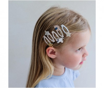 5 Mini Clips Clic Clasc Celeste Unicorn