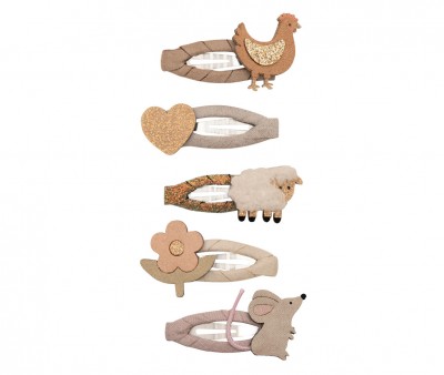 5 Mini Clips de Pelo Clic Clacs Farm Animal