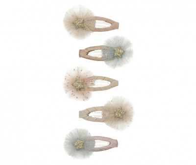 5 Mini Clips Clic Clasc Tulle Rosette