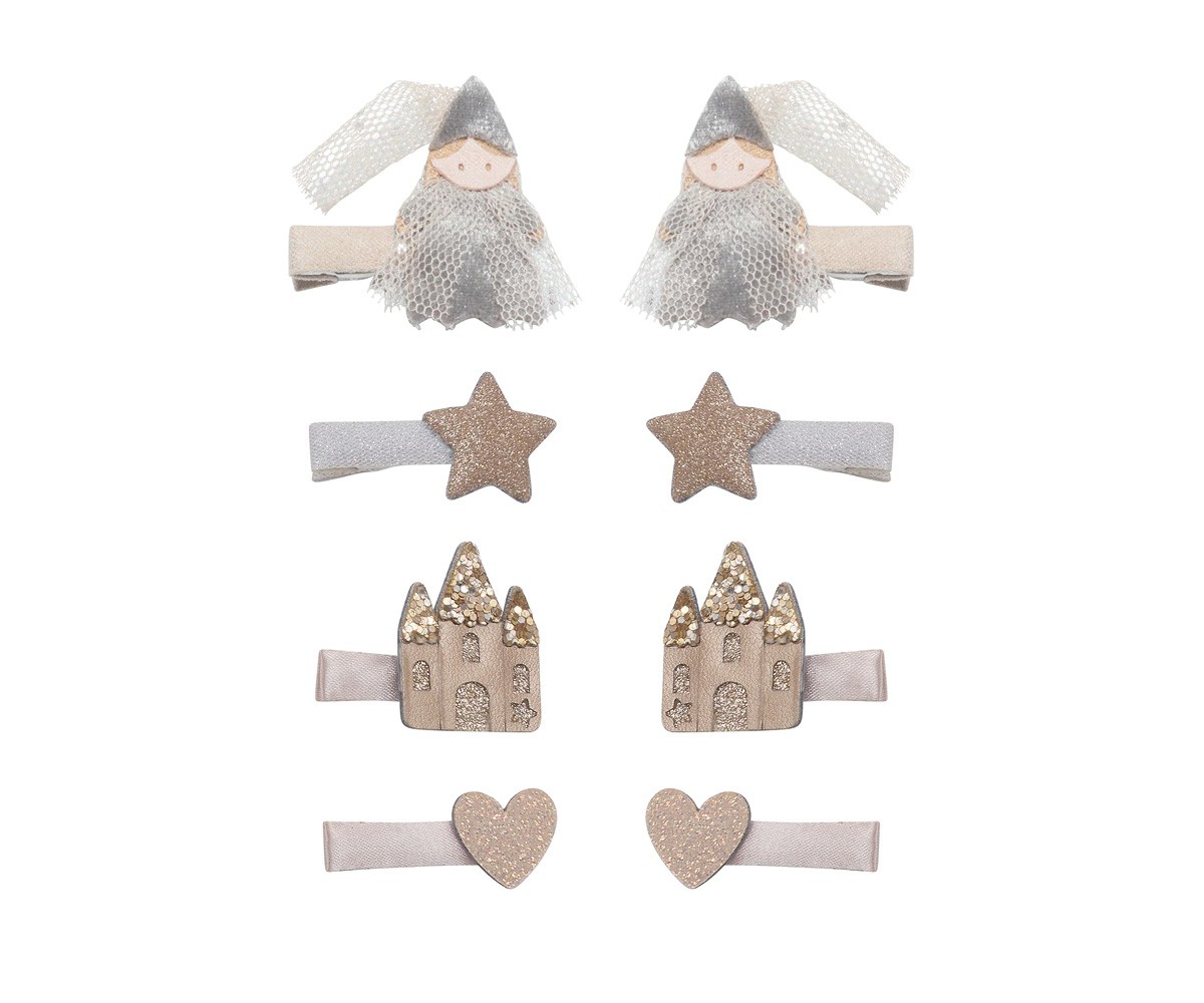 8 Mini Pinzas de Pelo Princess & Castle