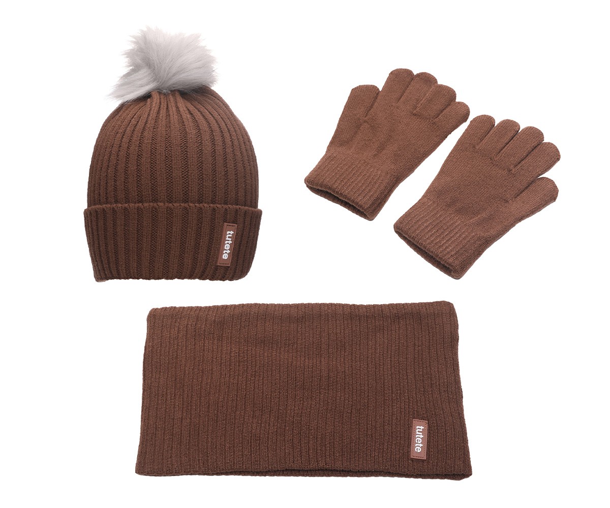 Conjunto de chapu, luvas de inverno + gola de pescoo Buff Funny Letters