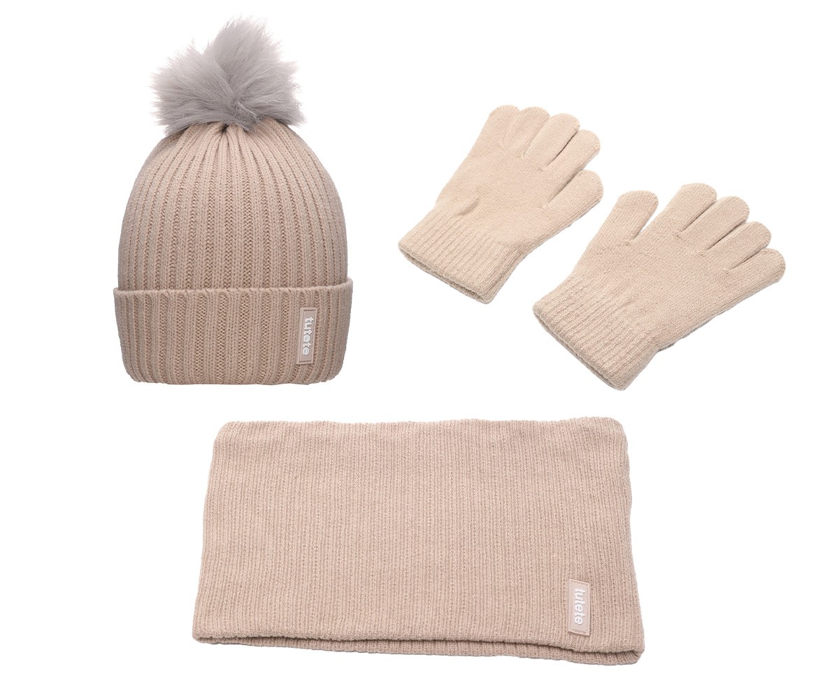 Conjunto de chapu, luvas de inverno + gola de pescoo Buff  Geometric Letters