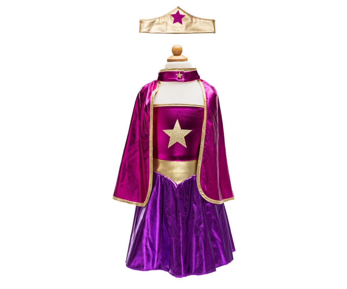 Disfraz Infantil Superhroe Star con Capa y Diadema 4-6 aos