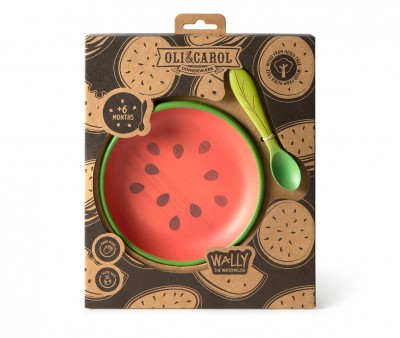 Vajilla Infantil Plato y Cuchara de Madera Wally The Watermelon