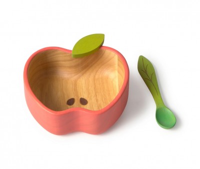 Vajilla Infantil Bol y Cuchara de Madera Pepa The Apple