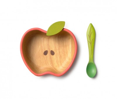 Vajilla Infantil Bol y Cuchara de Madera Pepa The Apple