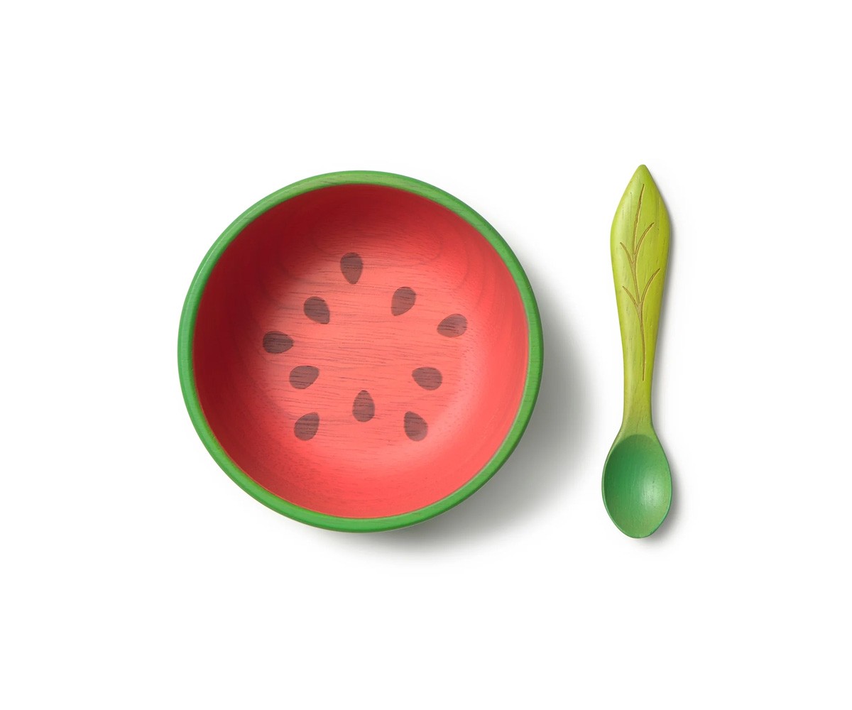 Vajilla Infantil Bol y Cuchara de Madera Wally The Watermelon