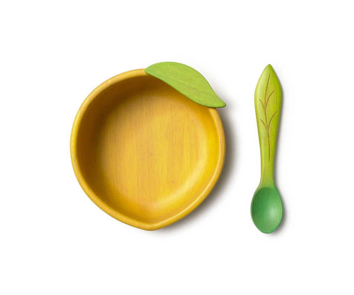 Vajilla Infantil Bol y Cuchara de Madera Lou The Lemon