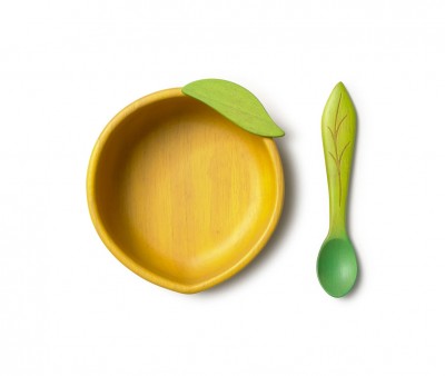 Vajilla Infantil Bol y Cuchara de Madera Lou The Lemon