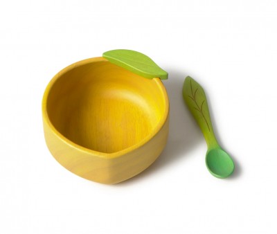 Vajilla Infantil Bol y Cuchara de Madera Lou The Lemon