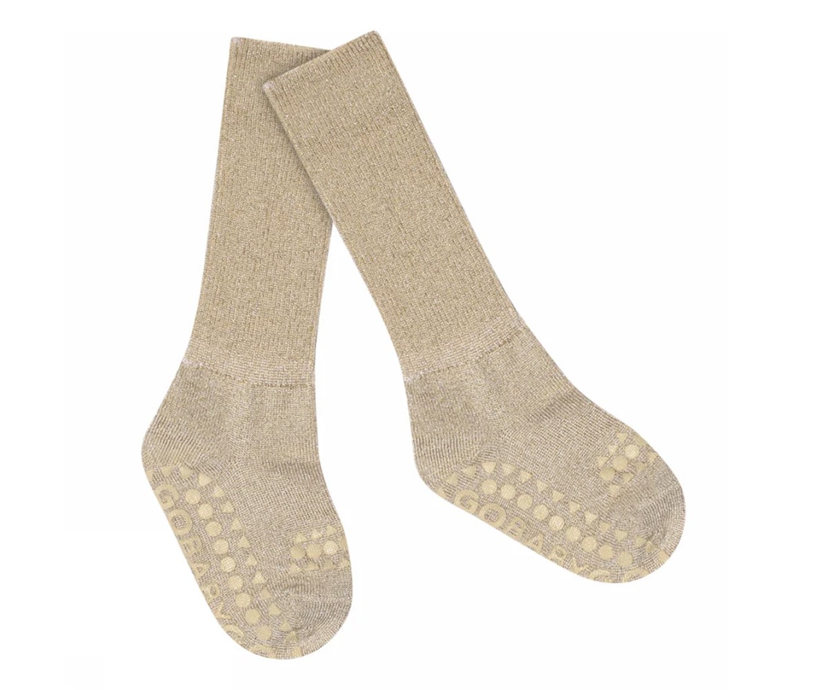 Calcetines Suela Antideslizante Bamb Glitter Champagne Beige