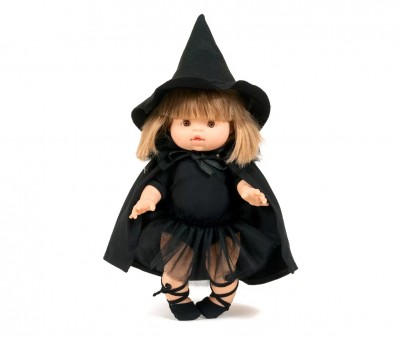 Mantello da Strega in Jersey e Tulle Nero Bambole Minikane