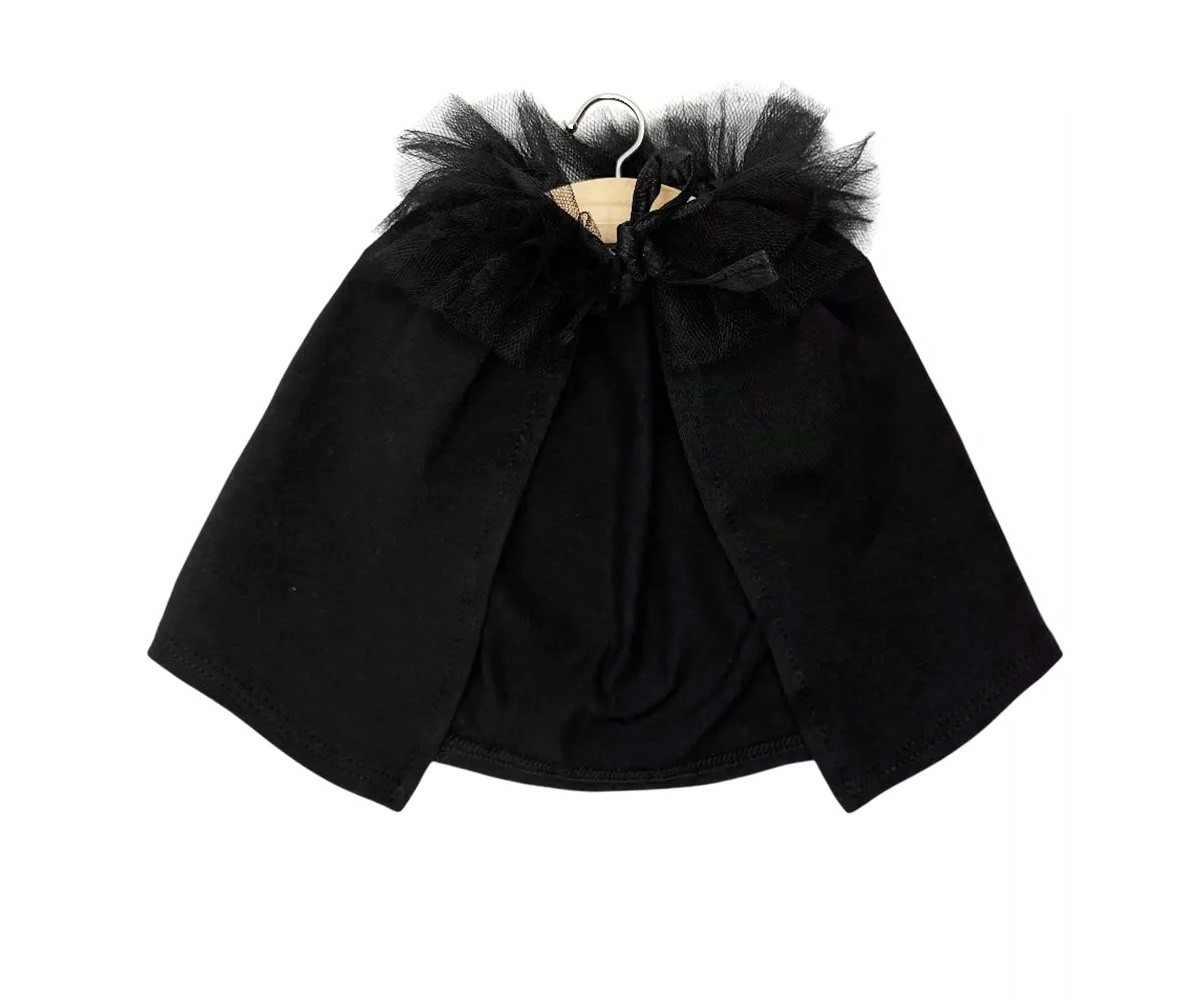 Mantello da Strega in Jersey e Tulle Nero Bambole Minikane