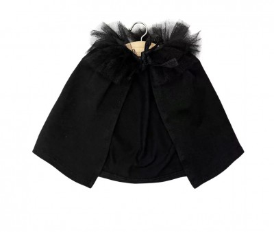Mantello da Strega in Jersey e Tulle Nero Bambole Minikane
