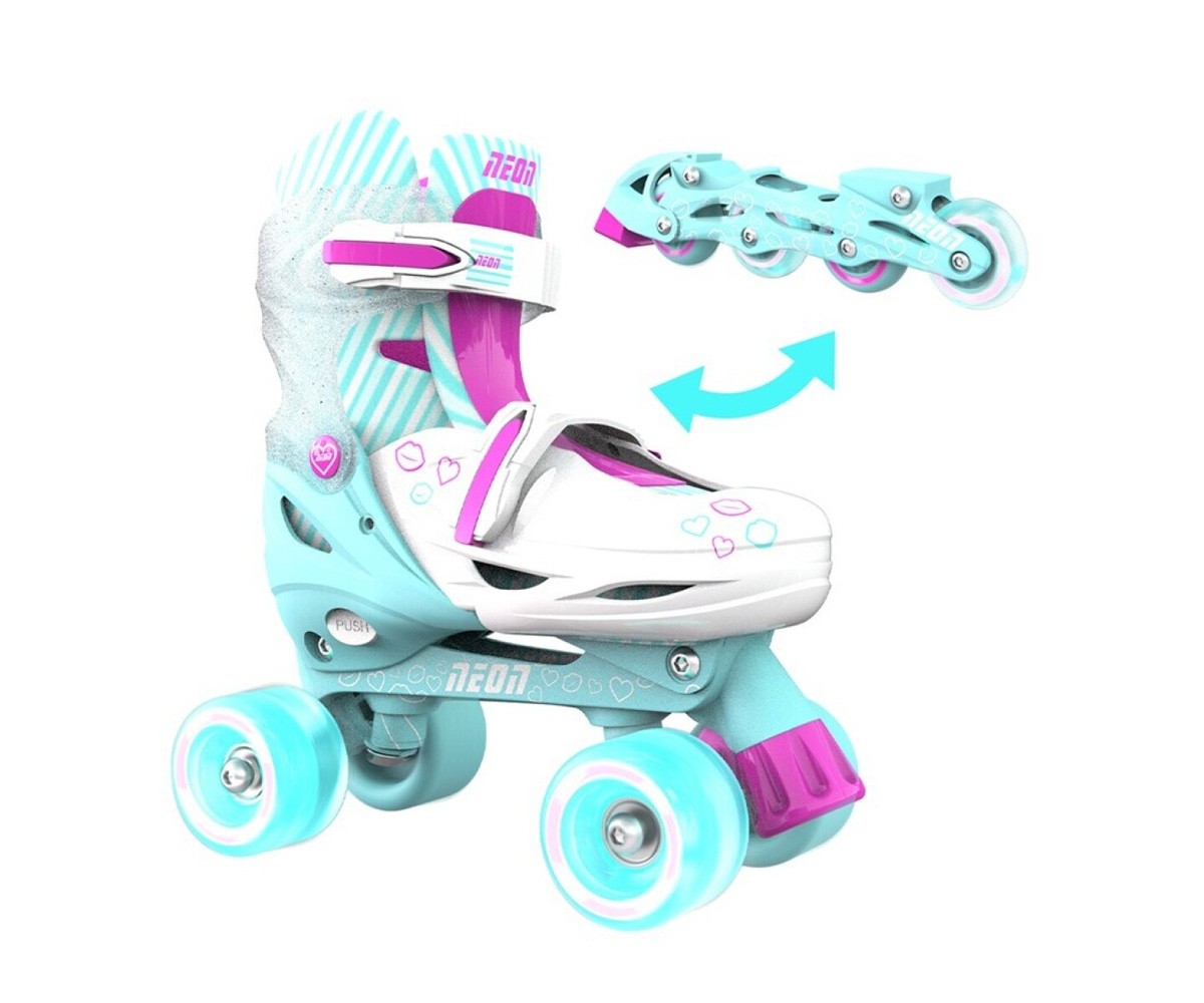 Patins combinados de non verde e rosa T.30-33