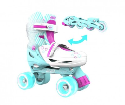 Patins combinados de non verde e rosa T.30-33