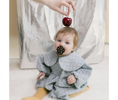 2 Chupetes BIBS Colour Round Holiday Bow Ivory/Plum