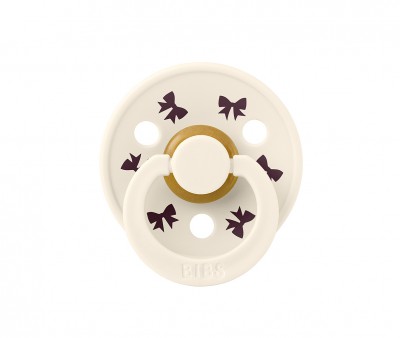 2 Chupetes BIBS Colour Round Holiday Bow Ivory/Plum