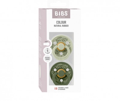 2 Chupetes BIBS Colour Round Holiday Leaf Sage/Hunter Green