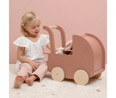 Wooden Pram with Soft Doll