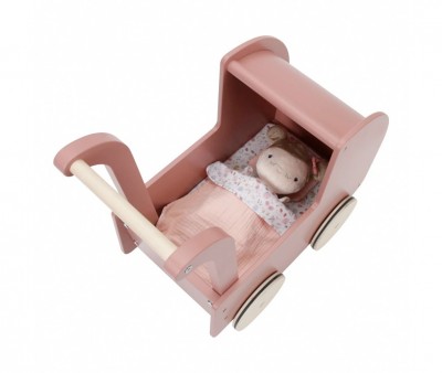 Wooden Pram with Soft Doll