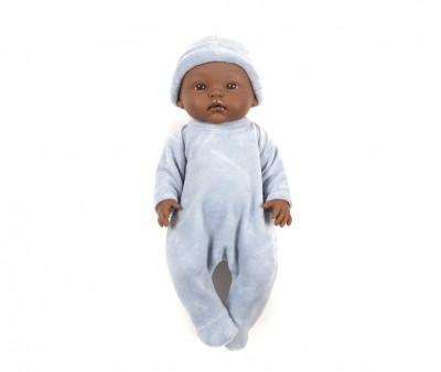 Mueco Cuties Basile con Pijama de Terciopelo Azul Nikky con Gorro