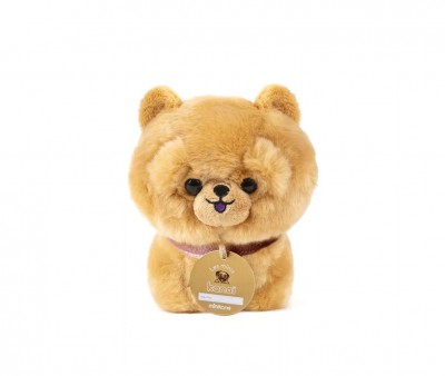 Cane in Peluche Les Minis Kana Loki con Collare e Cestino in Ecopelle
