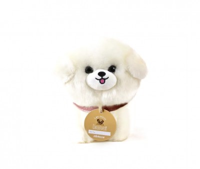Cane in Peluche Les Minis Kana Tama con Collare e Cestino in Ecopelle