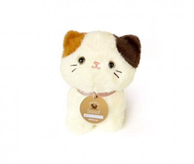 Gatto in Peluche Les Minis Kana Kimi con Collare e Cestino in Ecopelle