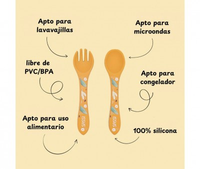 Set de Cuchara y Tenedor de Silicona Len