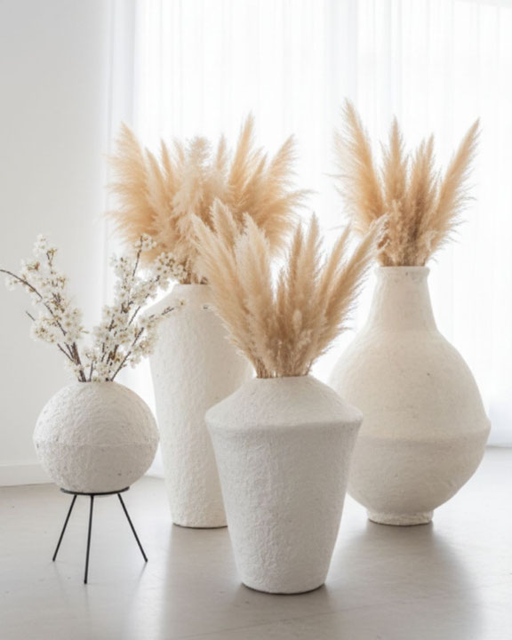 JARRONES PAPE MACHE BLANCO - J-LINE