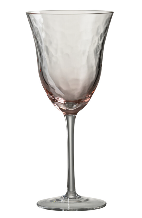 COPA VINO IRREGULAR VIDRIO ROSA