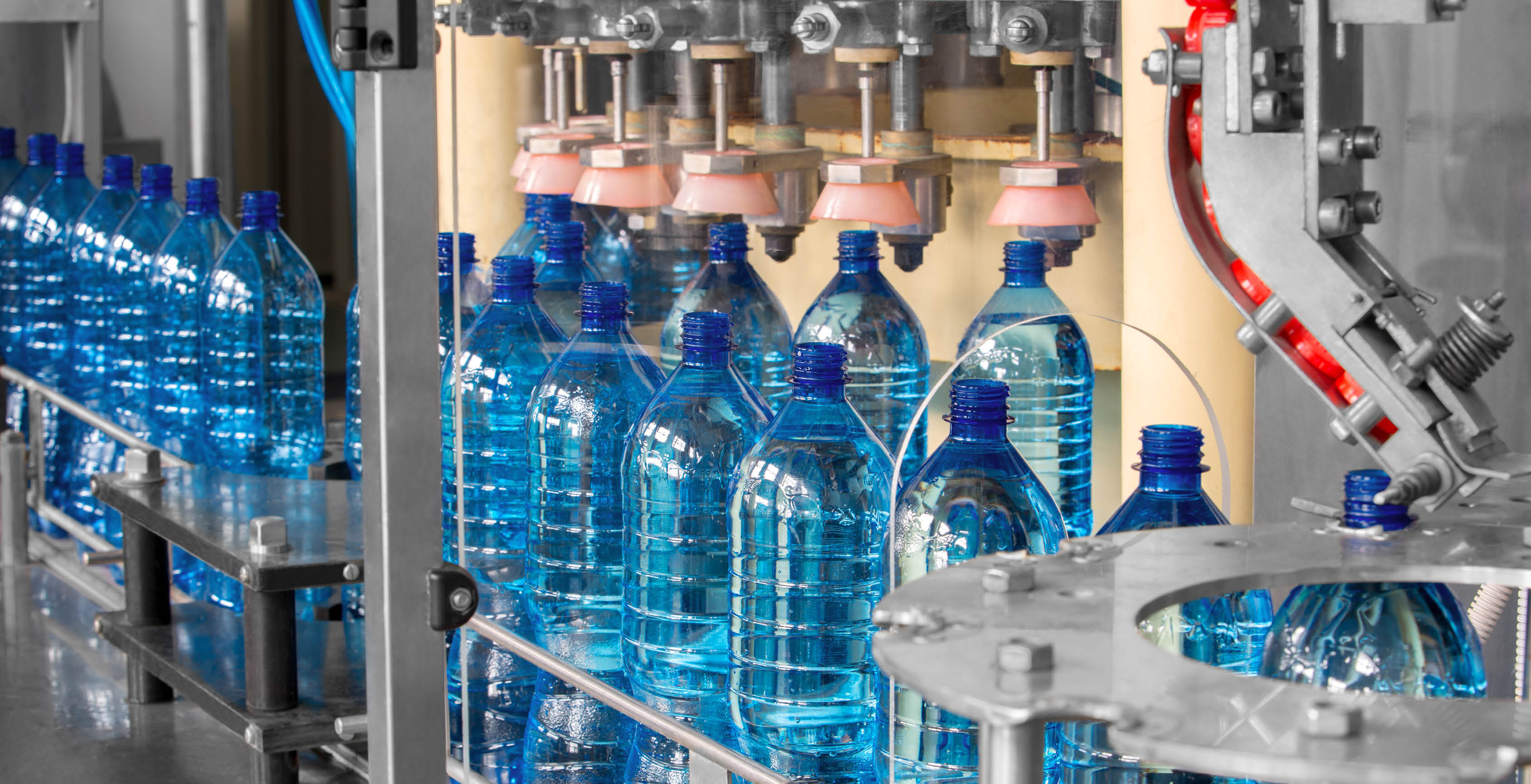 The line at the factory for the production of plastic bottles