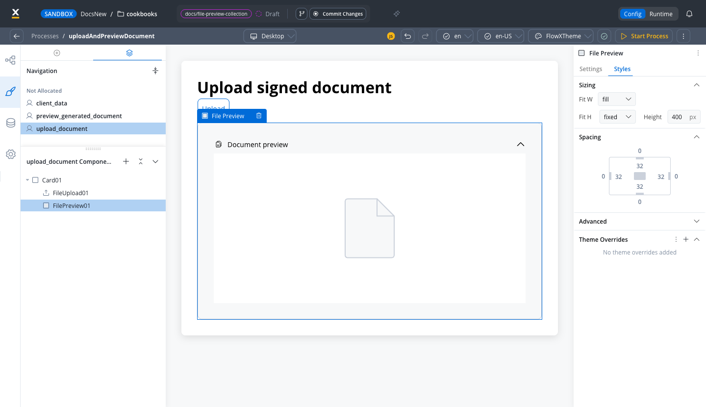 File Preview Styles tab with the default sizing