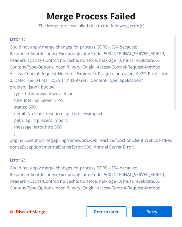 Merge failed with conflicts