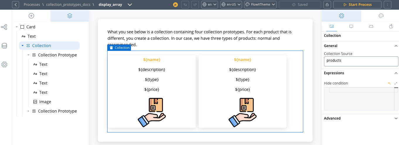Adding a Collection component in the UI Designer