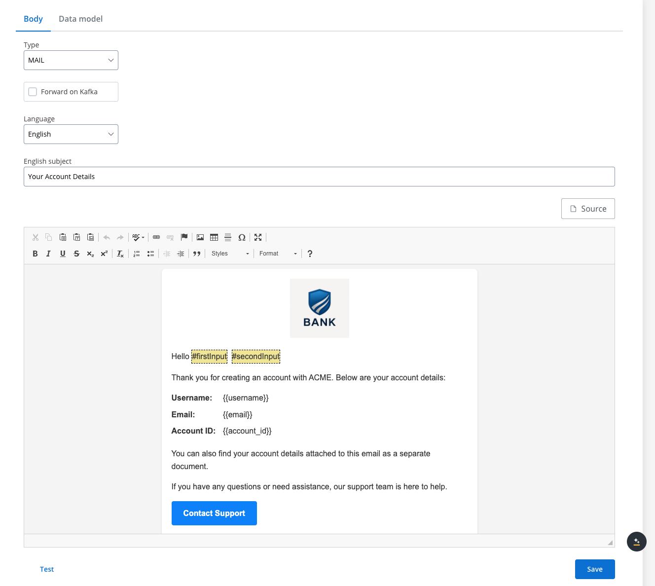 Email template example