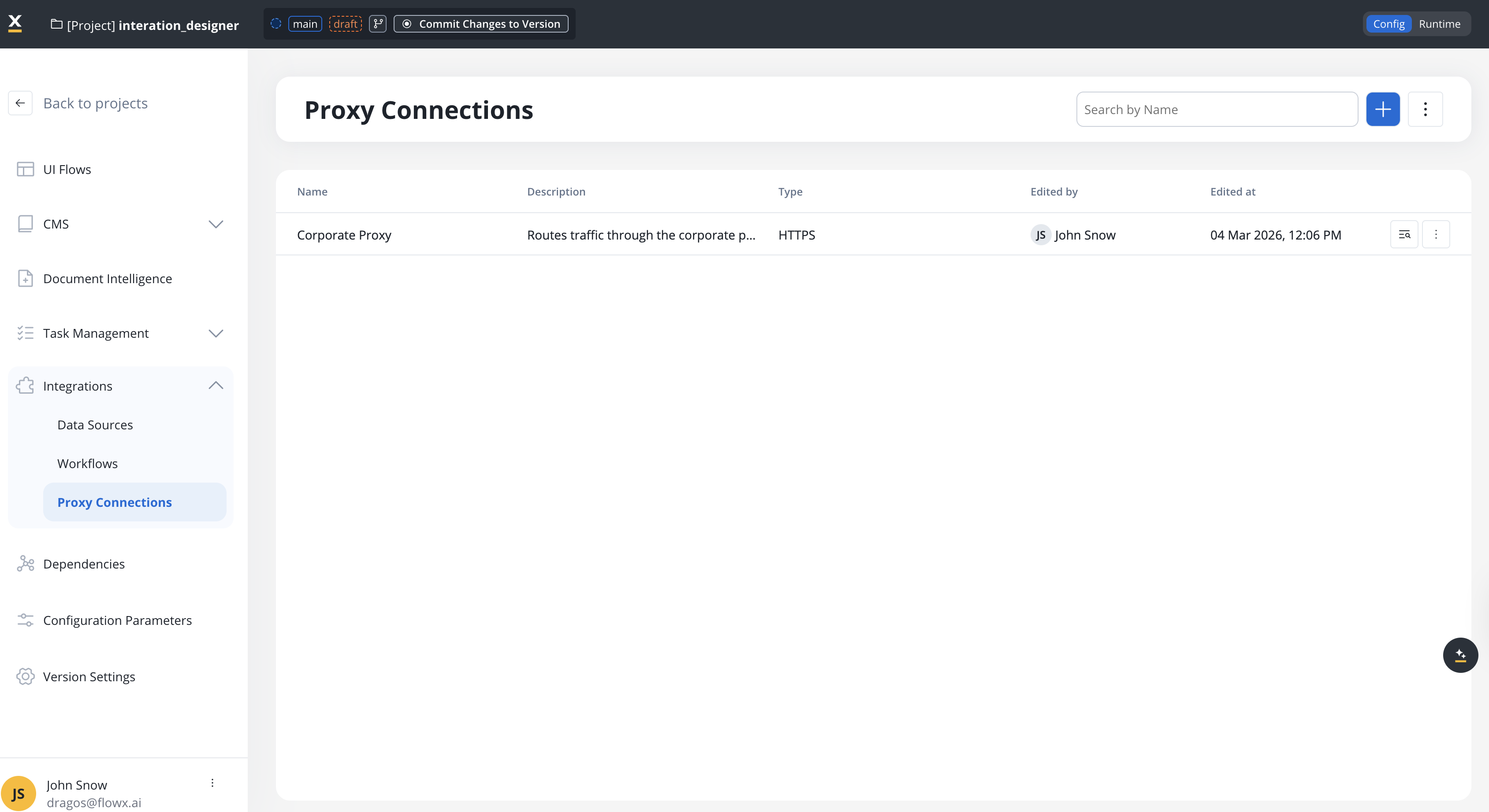 Proxy Connections list