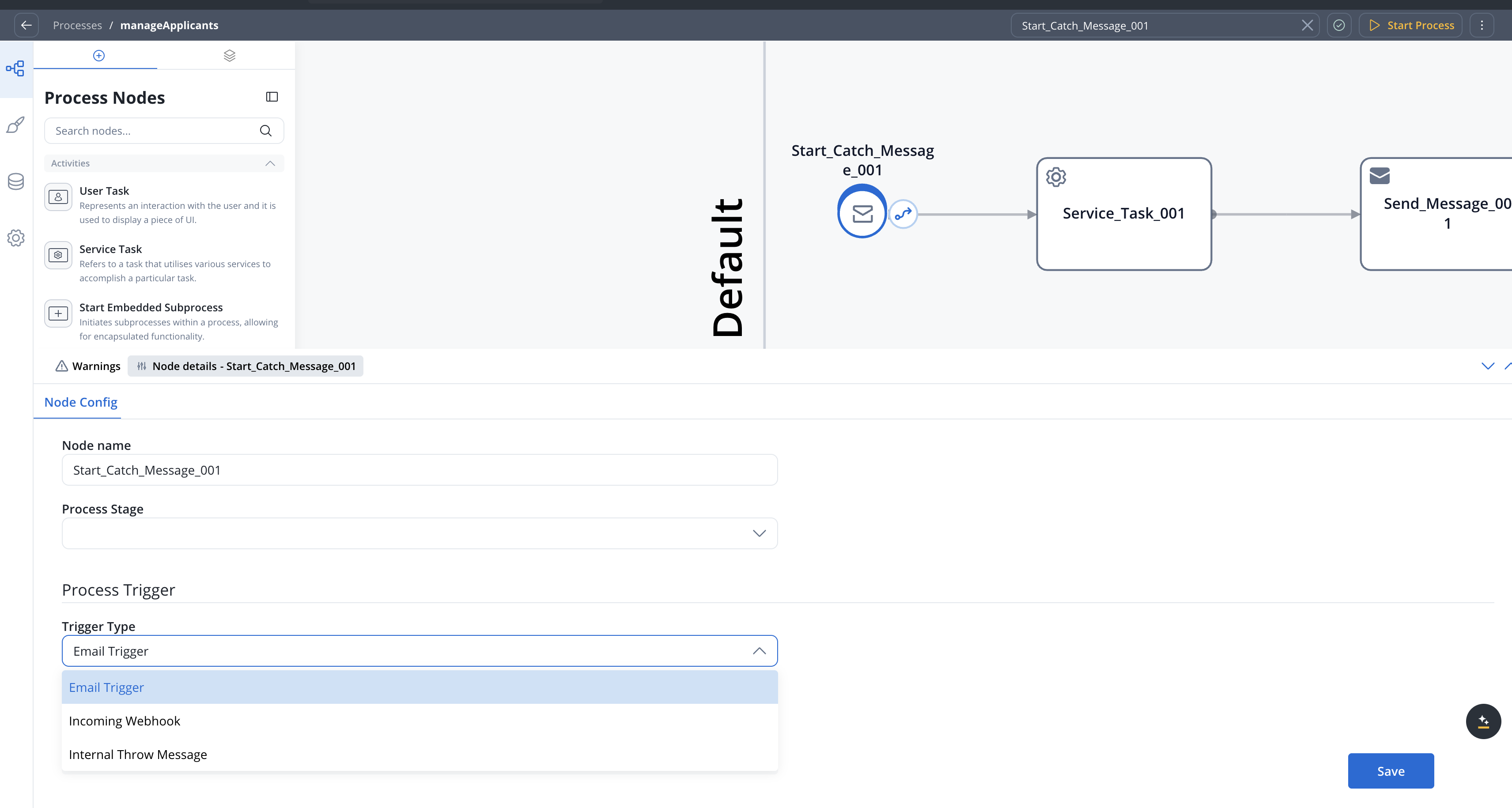 Message Start Event with Email Trigger