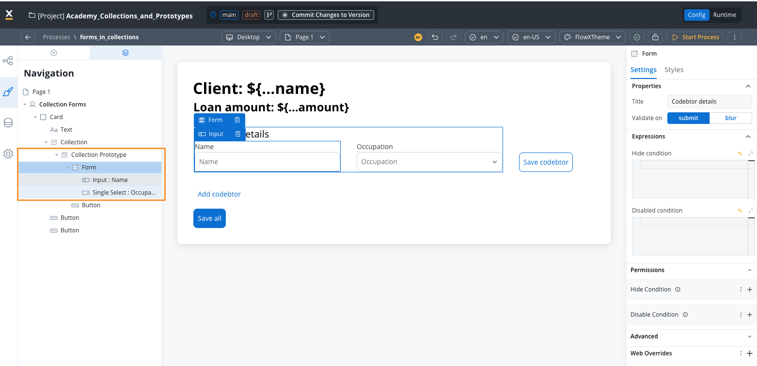 Forms in Collections