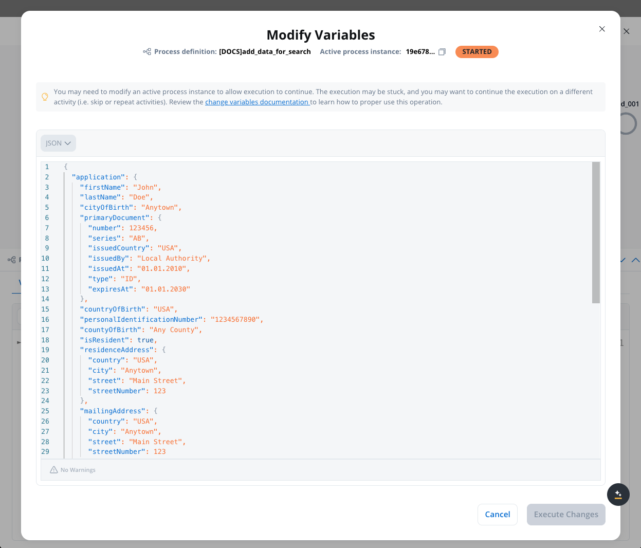 Process Variables View