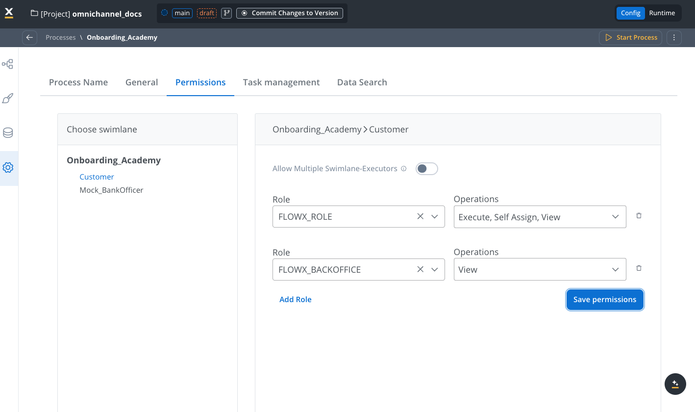 Permissions settings