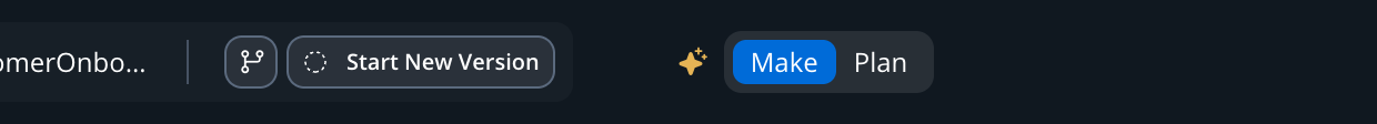 Close-up of the Make and Plan toggle in the Designer header