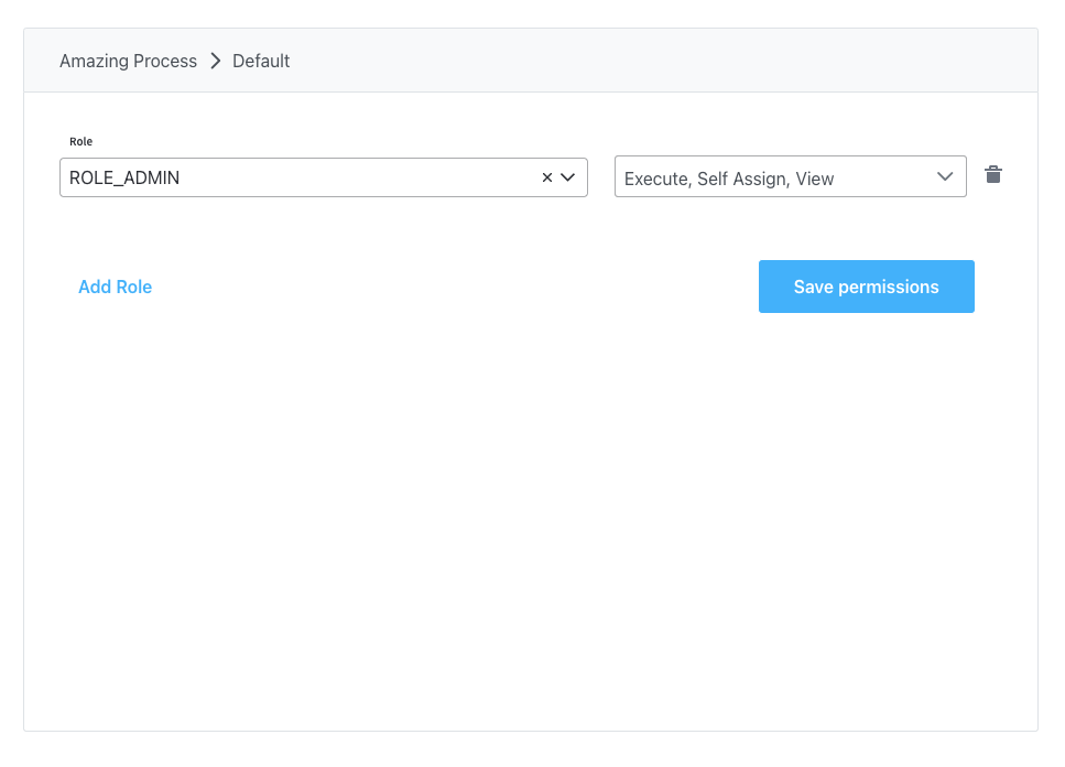 example configuration of roles for an admin user