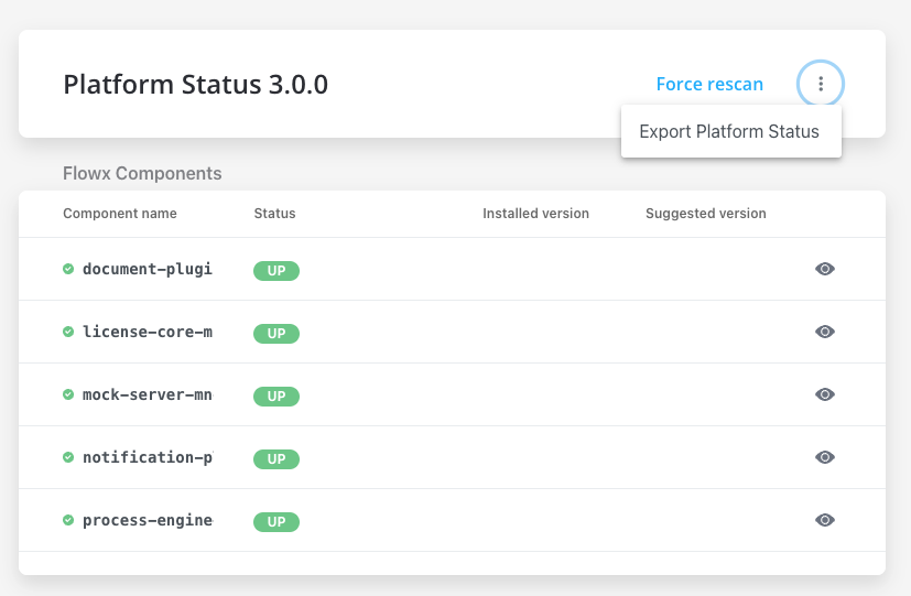 Platform status export