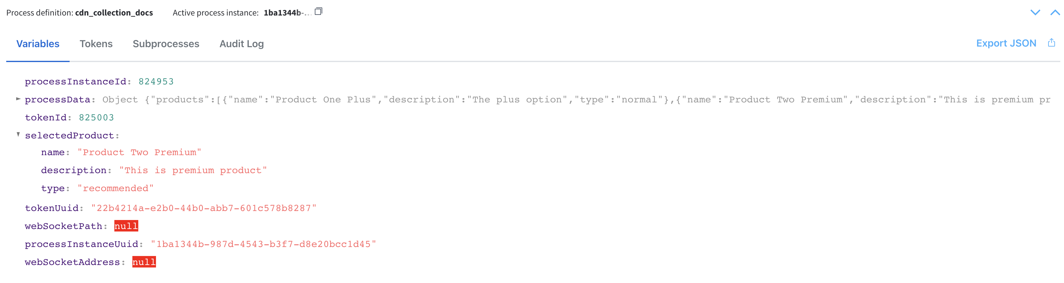 Process data after selecting a product