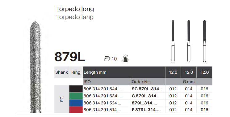 RDT FG Long Torpedo Burs (1pc) | DentaCarts | Dental Cart