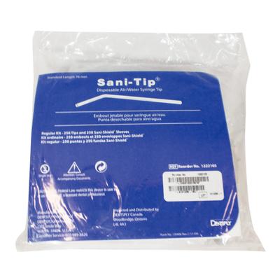 Dentsply SANI-TIP Disposable Air WaterSyringe Tips +SHIELDS REG 76 250EU | DentaCarts | Dental Cart