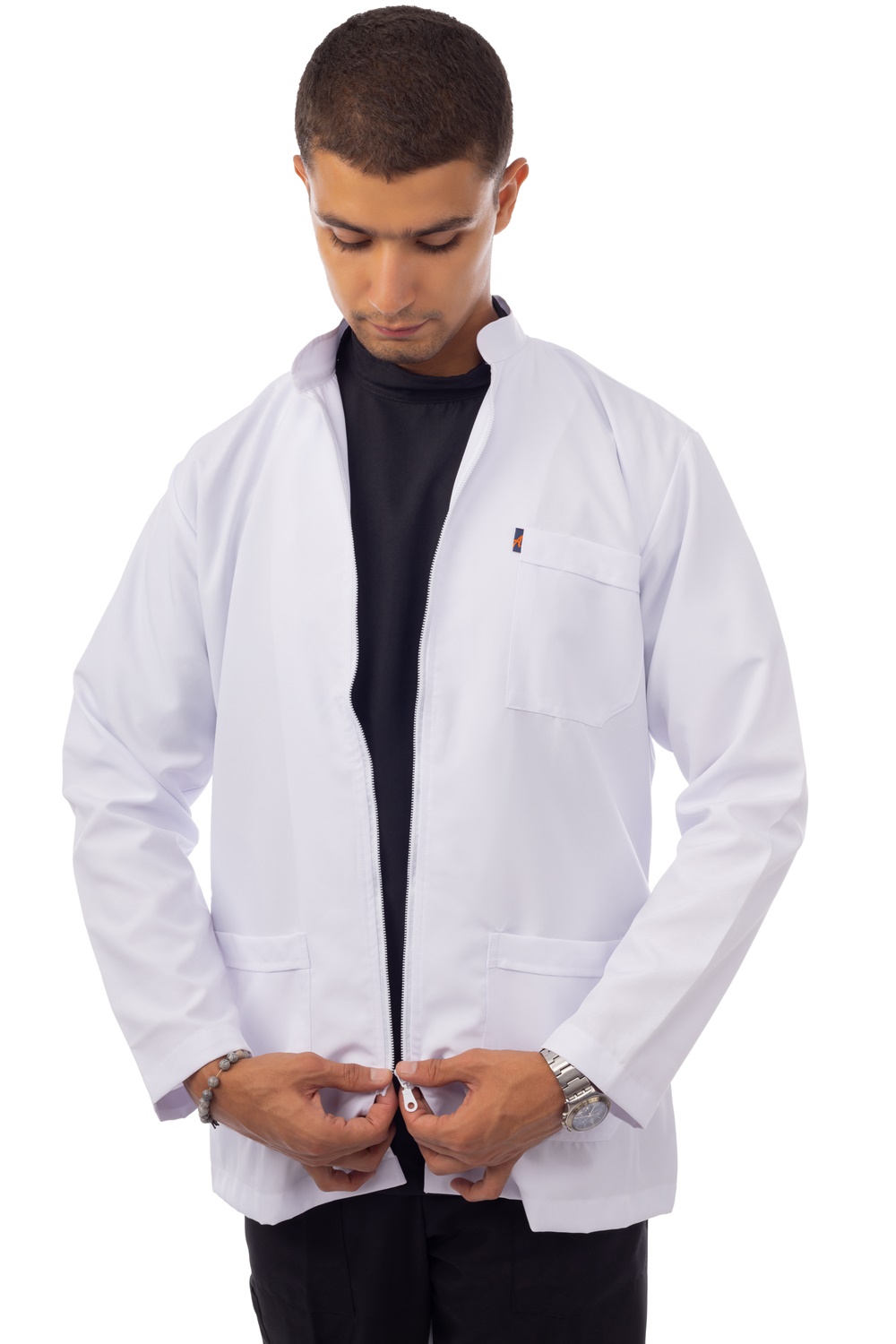 Royal Short Lab Coat Zipper male | DentaCarts | Dental Cart